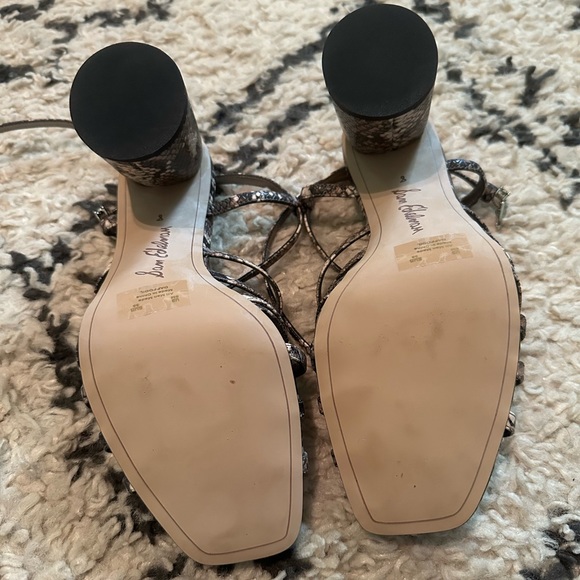 Sam Edelman Daffodil Snake Print Strappy Block Heels - Sz 8 - Picture 6 of 16